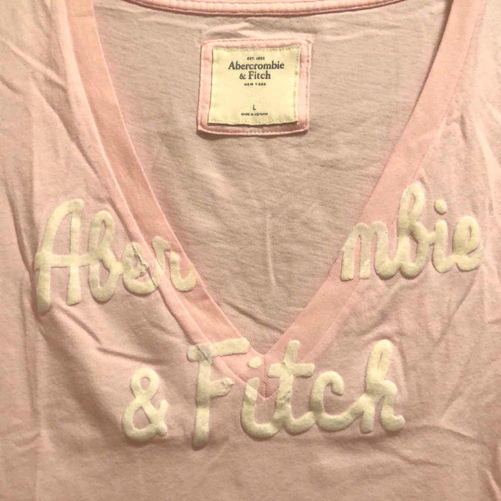NWT Original Vintage Abercrombie & Fitch V Neck Top.  Baby pink color Large. HTF